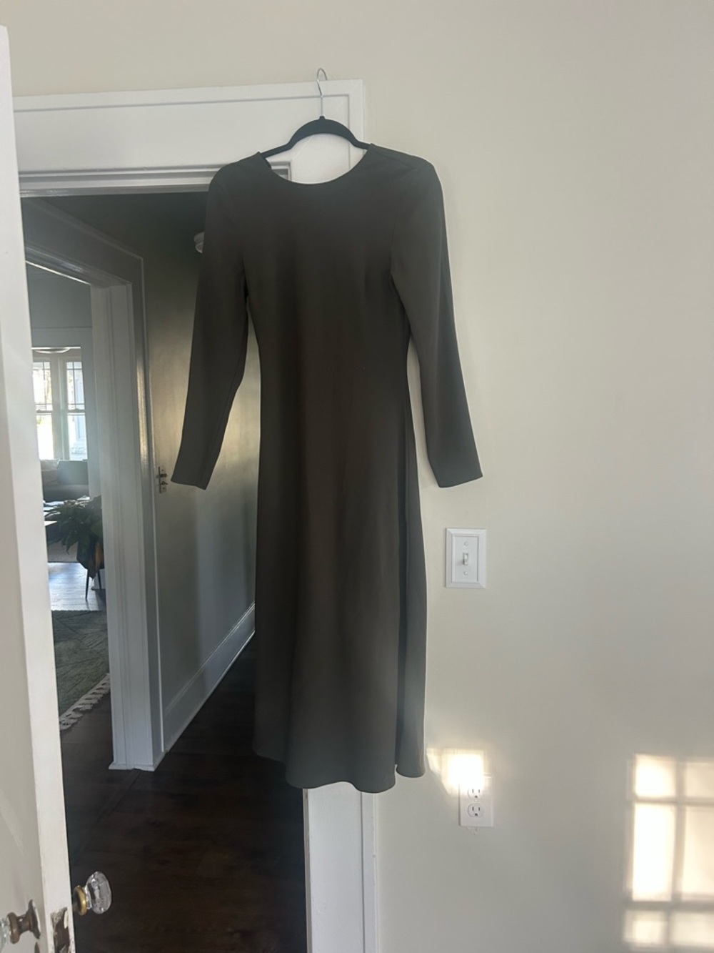 Aritzia Olive Long-Sleeve Midi Dress